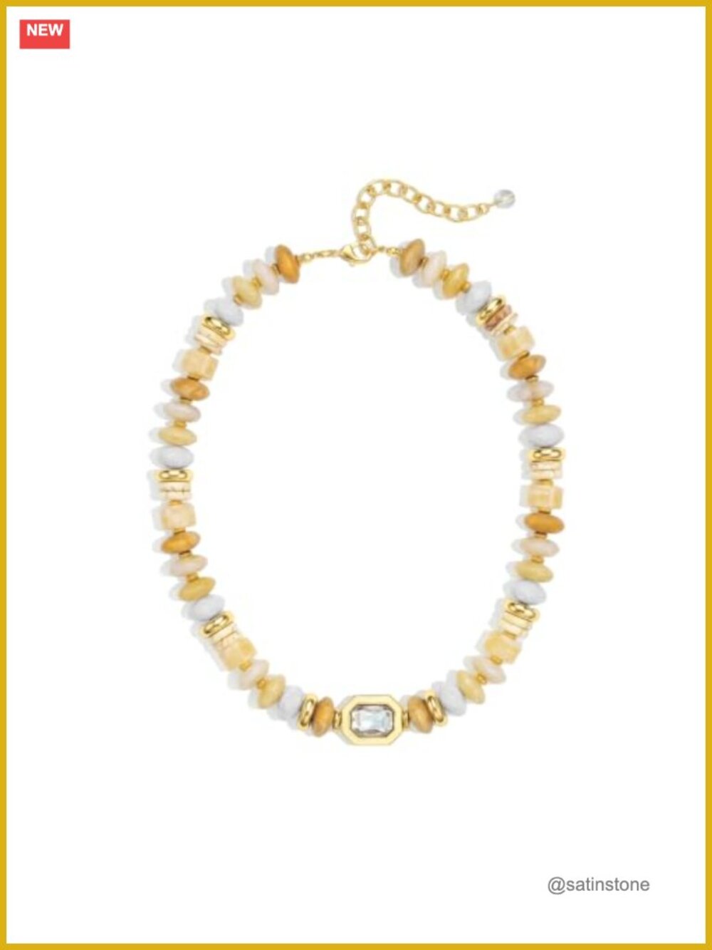 Beaded Choker Necklace with Emerald-Cut CZ Boho Statement Jewelry